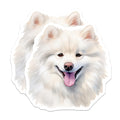 (2 Pack) Samoyed Dog Magnets - White Fluffy Dog Art - Pet Lover Refrigerator Decor - Happy Dog Parent - 5 Inches On Longest Side - Thick Durable Magnet - Made in USA - MAG30735