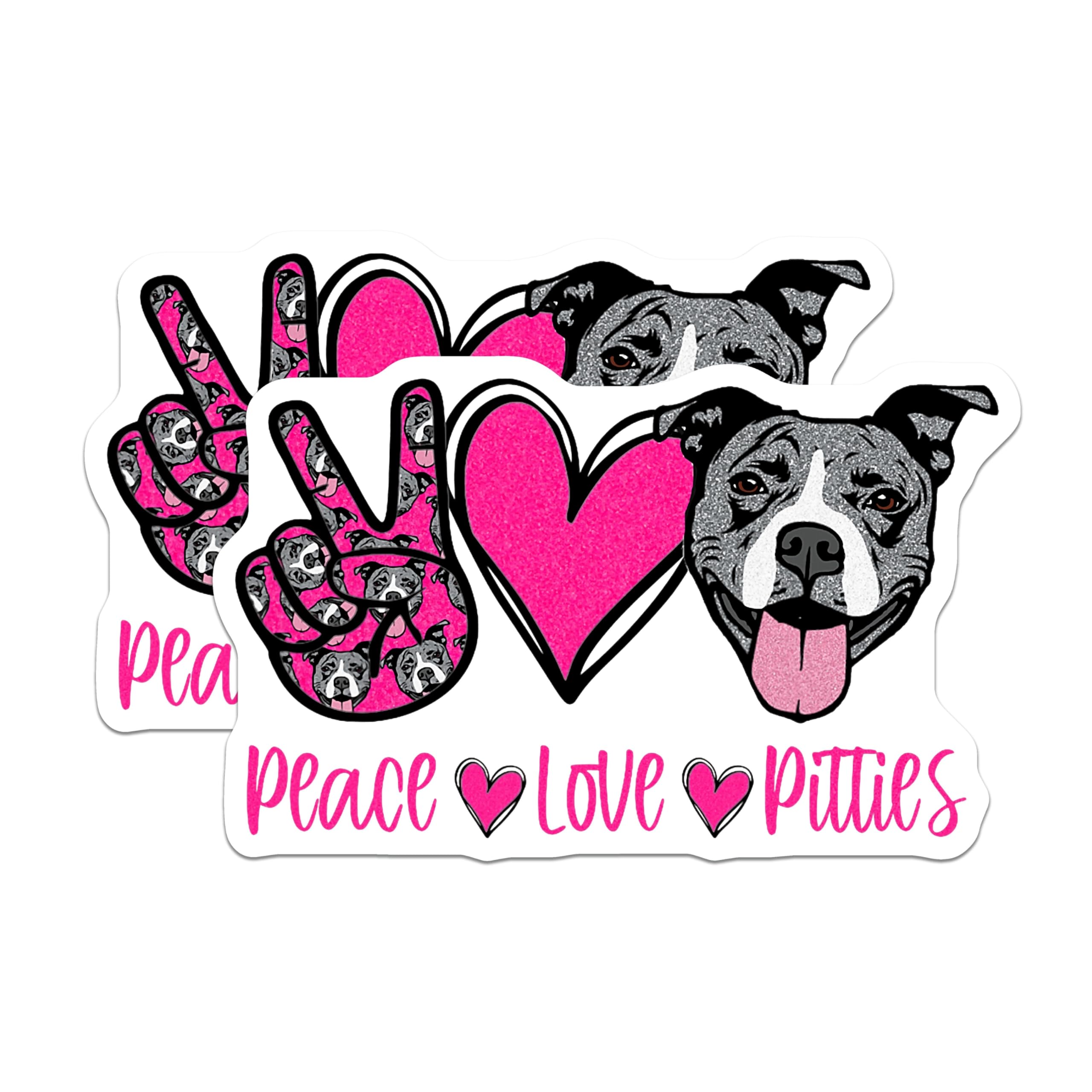 (2 Pack) Pitbull Magnets - Peace Love Pitties Dog Design - Pet Lover Refrigerator Decor - Canine Enthusiast Kitchen Magnet - 5 Inches On Longest Side - Thick Durable Magnet - Made in USA - MAG23495