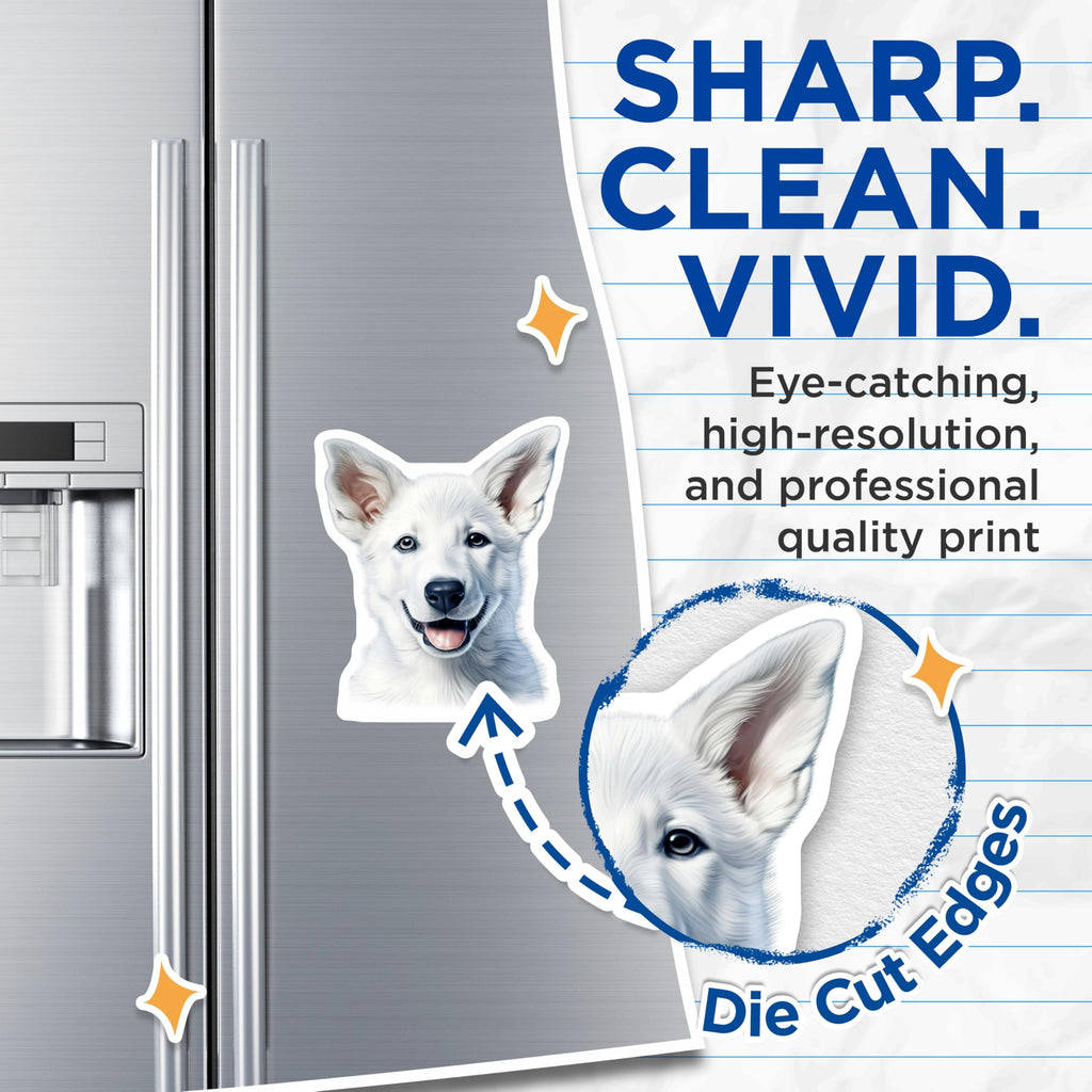 (2 Pack) White Fluffy Dog Magnets - Cute Puppy Refrigerator Magnets - Dog Mom Dad Home Decor Pet Parents - 5 Inches On Longest Side - Thick Durable Magnet - Made in USA - MAG25150