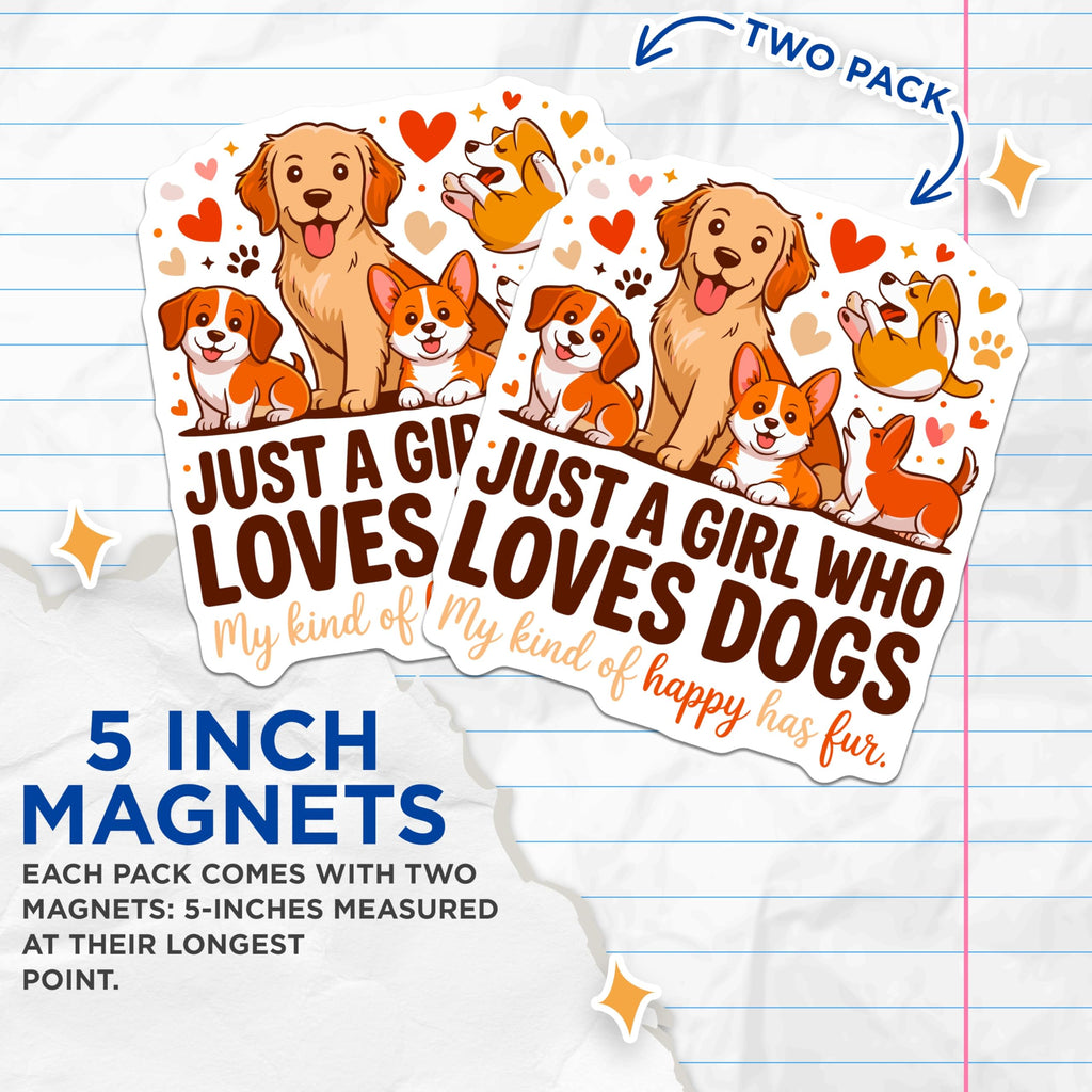 (2 Pack) Dog Mom Magnets - Cute Puppy Lover Decor - Happy Fur Mom Animal Lover - 5 Inches On Longest Side - Thick Durable Magnet - Made in USA - MAG28748