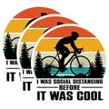 (3 Pack) Cycling Decals - Social Distancing - Laptop Decals - 3 Inches On Longest Side - Easy Peel & Apply - Made in USA - 3MCS2872