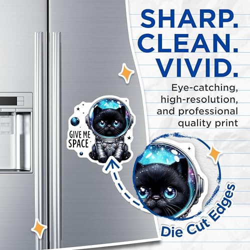 (2 Pack) Give Me Space Cat Magnets - Funny Kitten Magnet - Space Lover - Cute Cat Lovers - Galactic Cat Magnets - 5" On Longest Side - for Cars, Fridges, Toolboxes - Made in USA - MAG4585