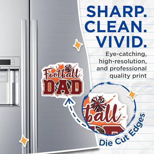 (2 Pack) Football Dad Magnets Magnets - Sports Theme - Cheerleader Design - 5" On Longest Side - Made in USA - Sticks to Refrigerators & Metal Surfaces - MAG8774