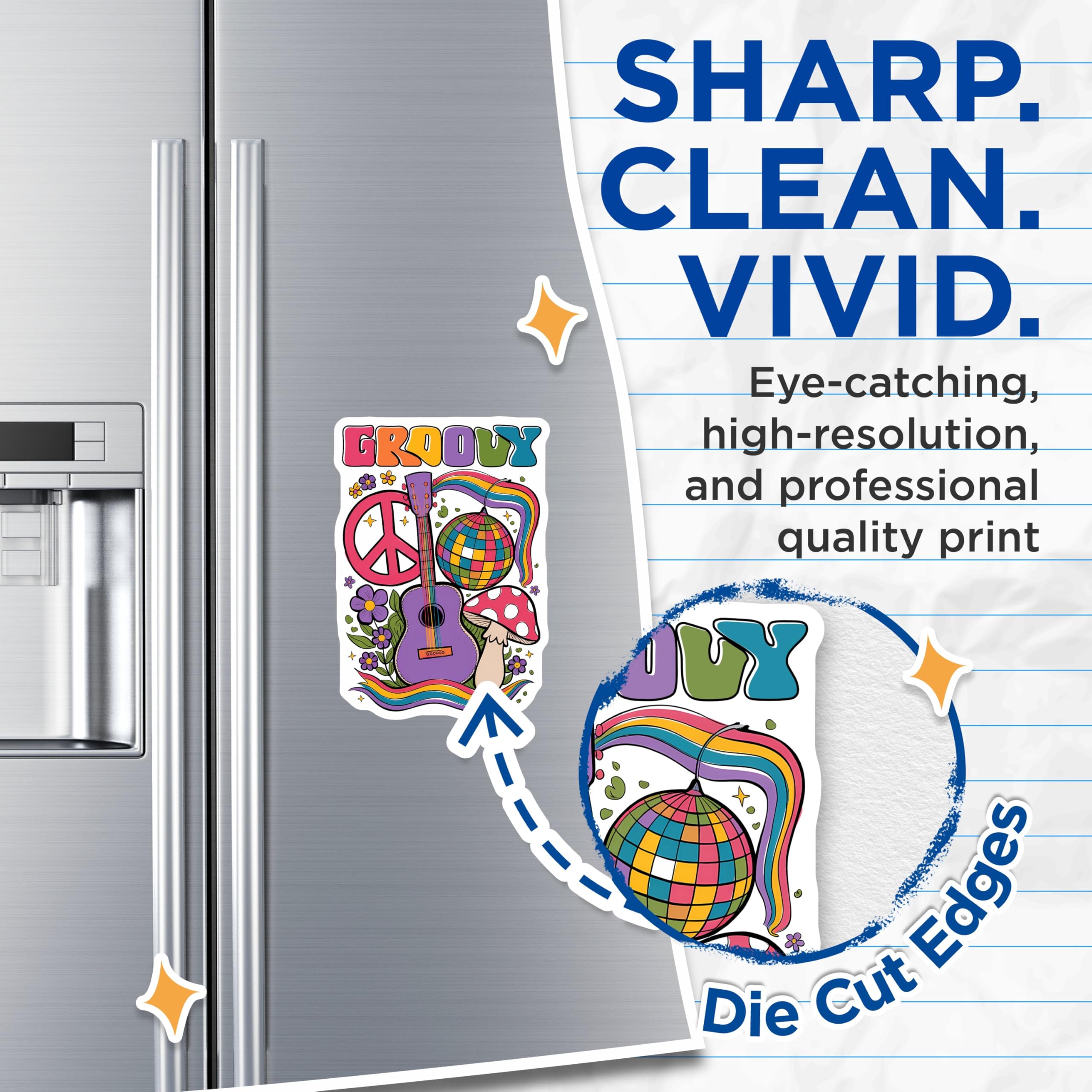 (2 Pack) Groovy Magnets - 70s Theme Decorations - Retro Fridge Magnets - 5" On Longest Side - Premium Magnet - for Cars, Refrigerators, Toolboxes, Lockers - Made in USA - MAG14982