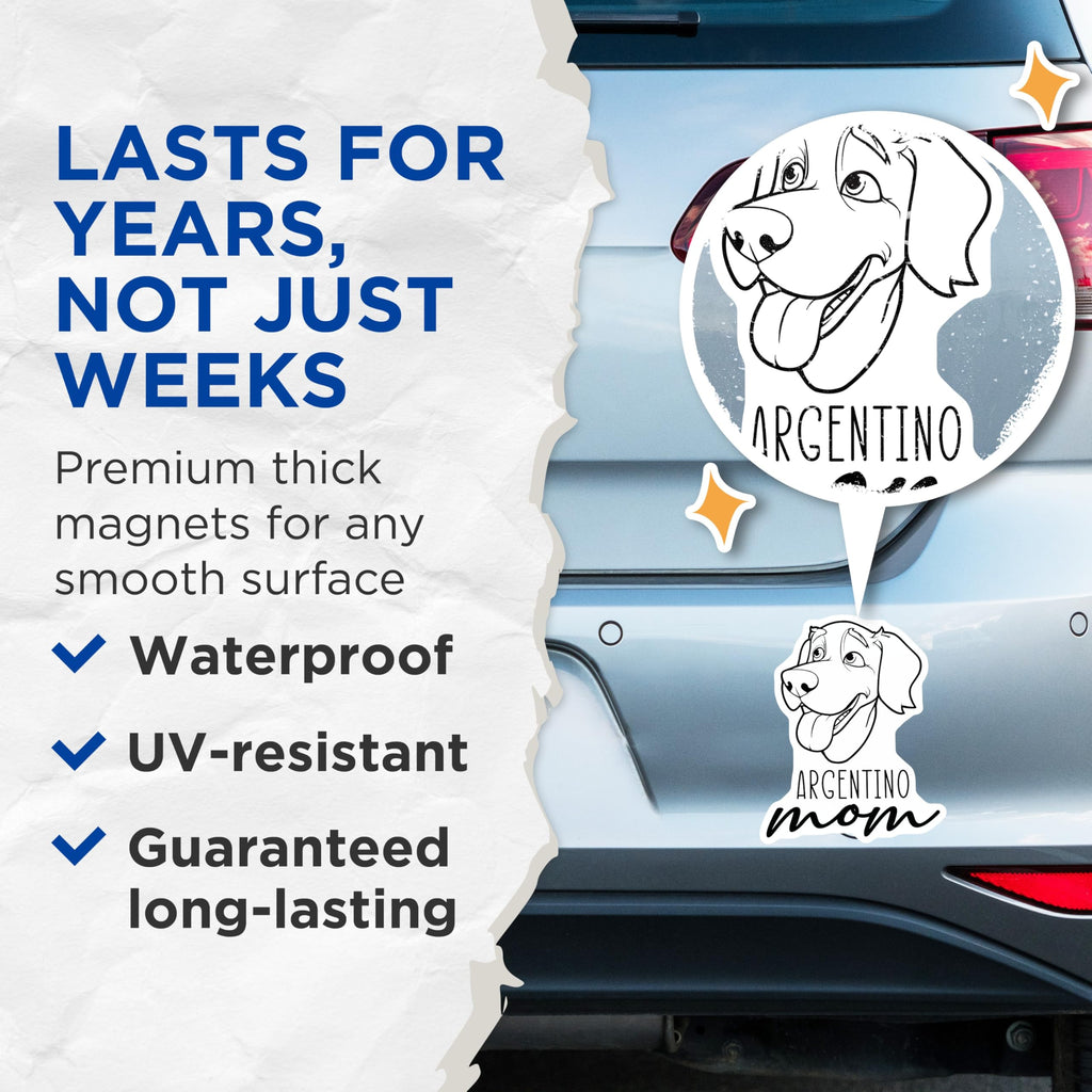 (2 Pack) Argentino Mom Magnets - Dogo Argentino Pet Accessory - Dog Owner Refrigerator Decor - 5 Inches On Longest Side - Thick Durable Magnet - Made in USA - MAG27035