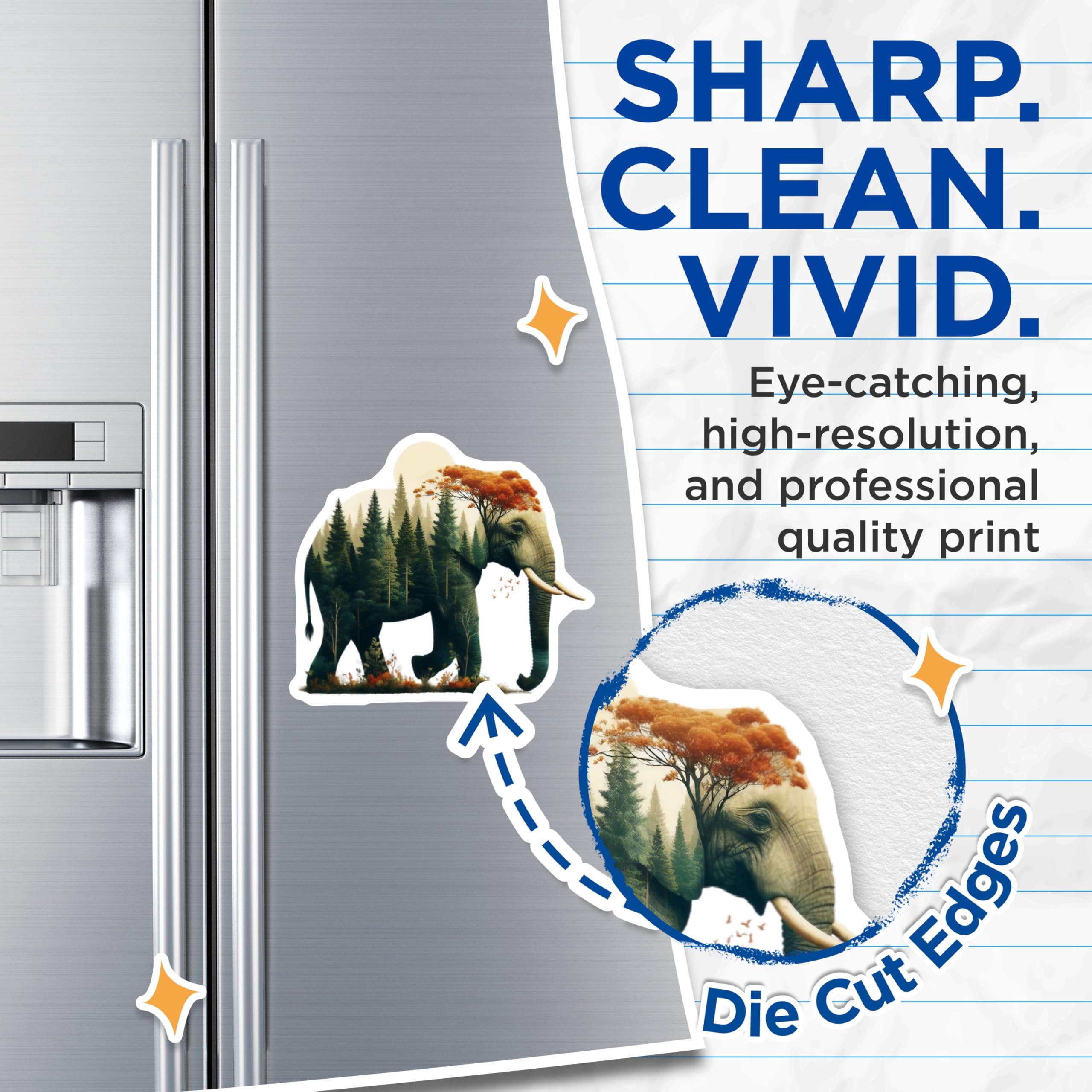 (2 Pack) Elephant Forest Magnets - Unique Animal Art - Nature Inspired Fridge Decor - 5" On Longest Side - Premium Magnet - for Cars, Refrigerators, Toolboxes, Lockers - Made in USA - MAG14728