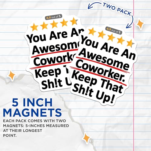 (2 Pack) Office Humor Magnet - Motivational Gift for Coworkers - 5" On Longest Side - Sticks to Smooth Flat Surfaces - Made in USA - MAG9345