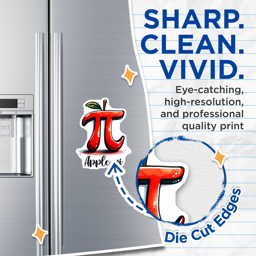 (2 Pack) Apple Pi Magnets - Geeky Math Lover Decoration - Apple Pi Pun - Fun Math Humor Decor for Teachers - 5" On Longest Side - for Cars, Fridges, Toolboxes - Made in USA - MAG8157