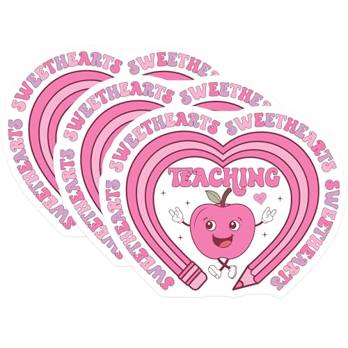(3 Pack) Teacher Sweethearts Decals - Apple Pencil Heart Decal - Teaching Decal - 3 Inches On Longest Side - Easy Peel & Apply - Made in USA - 3MCS7912