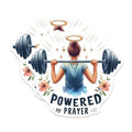 (2 Pack) Powered by Prayer Stickers - Fitness Motivation Decals - Inspirational Weightlifting Design - 5" On Longest Side - Sticks to Smooth Flat Surfaces - Made in USA - BMCS9644
