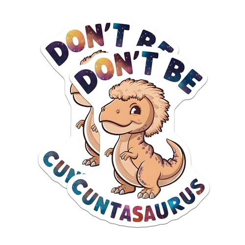 (2 Pack) Dinosaur Meme Stickers - Funny Dinosaur Stickers - Cute Cartoon Stickers - 5" On Longest Side - Sticks to Smooth Flat Surfaces - Made in USA - BMCS3979