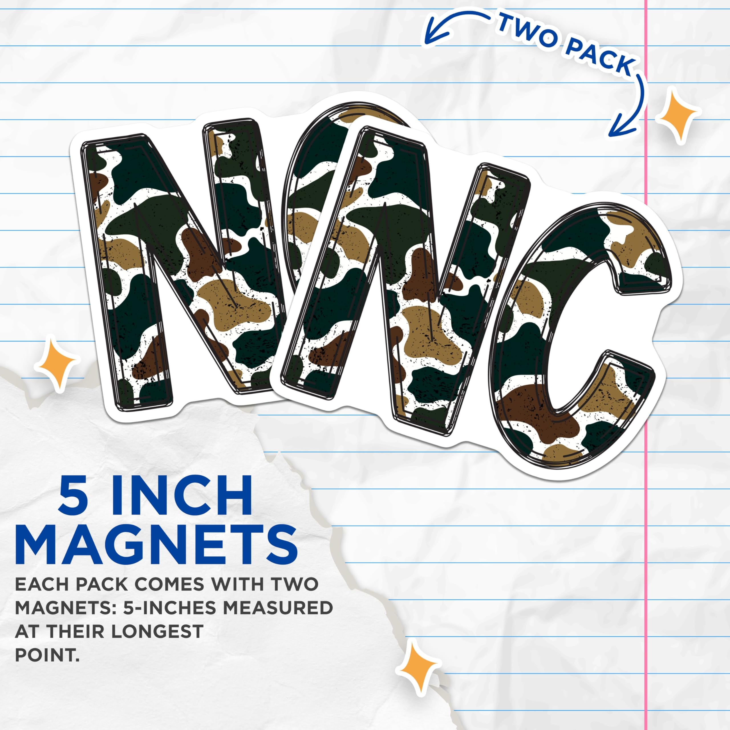 (2 Pack) North Carolina Magnets - NC Camouflage Design - Military Style Decor - 5 Inches On Longest Side - Thick Durable Magnet - Made in USA - MAG21236