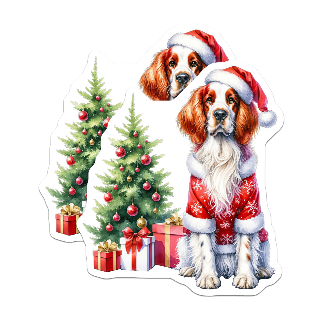 (2 Pack) Christmas Dog Magnets - Santa Spaniel Refrigerator Decor - Holiday Puppy Kitchen Accessory for Dog Owners - 5 Inches On Longest Side - Thick Durable Magnet - Made in USA - MAG30056