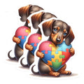 (3 Pack) Dachshund Dog Decals - Autism Awareness Puzzle Heart - Cute Pet Laptop Decal - 3 Inches On Longest Side - Easy Peel & Apply - Made in USA - 3MCS8232