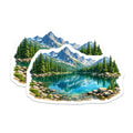 (2 Pack) Mountain Lake Landscape Magnets - Scenic Nature Decor - Alpine Forest View - 5 Inches On Longest Side - Thick Durable Magnet - Made in USA - MAG39012