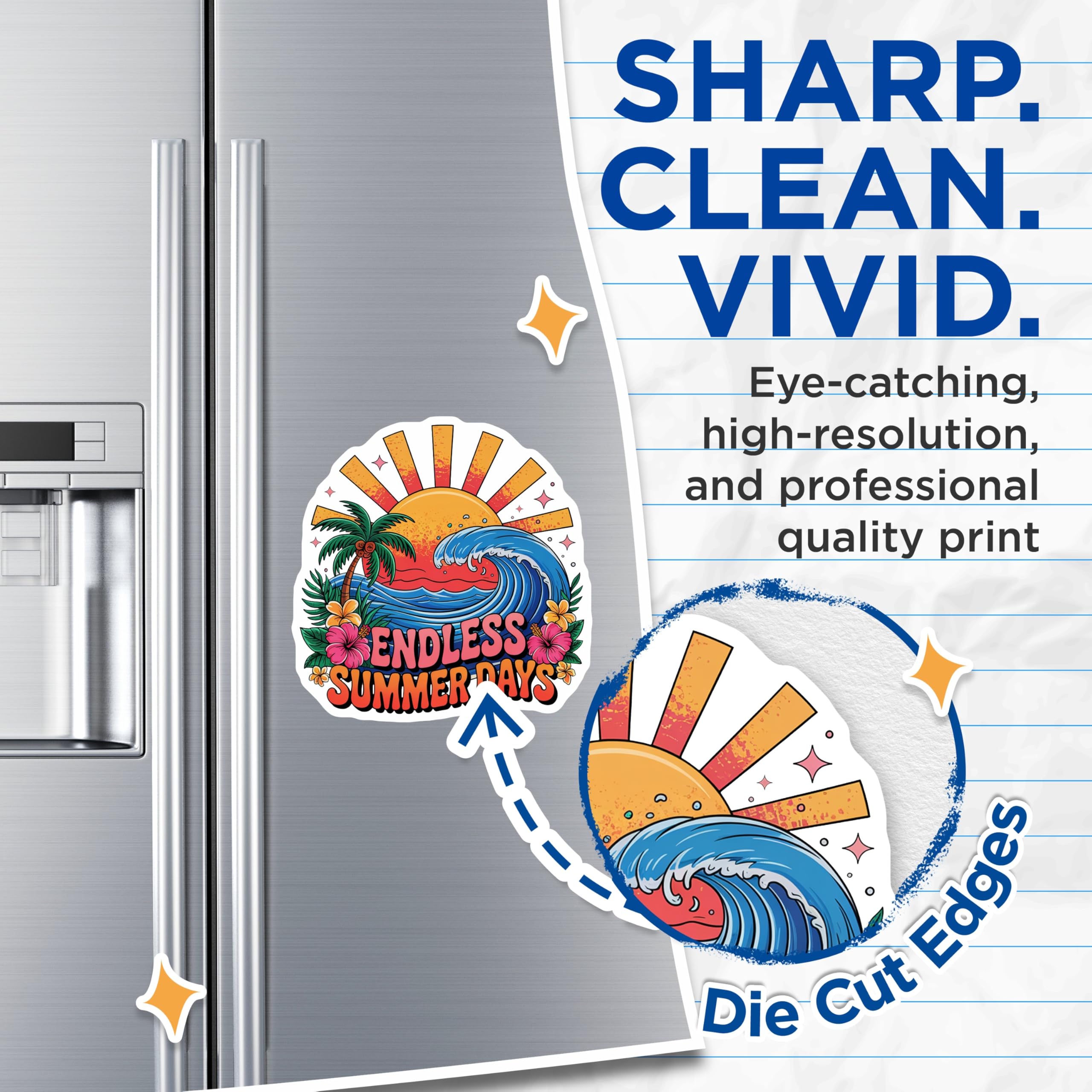 (2 Pack) Endless Summer Days Magnets - Tropical Beach Decor - Hibiscus Flower Fridge - 5" On Longest Side - Sticks to Smooth Flat Surfaces - Made in USA - MAG10476