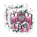 (2 Pack) Best Mom Ever Stickers - Mother's Day Sticker - Pink Floral Heart Design - 5" On Longest Side - Sticks to Smooth Flat Surfaces - Made in USA - BMCS9615