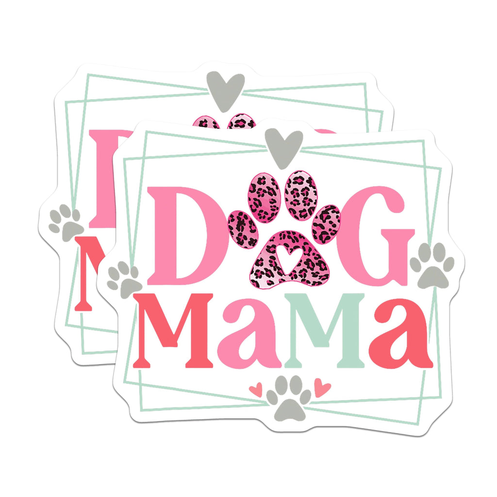 (2 Pack) Dog Mama Magnets - Leopard Paw Print - Pink Dog Lover Accessories - 5 Inches On Longest Side - Thick Durable Magnet - Made in USA - MAG27441