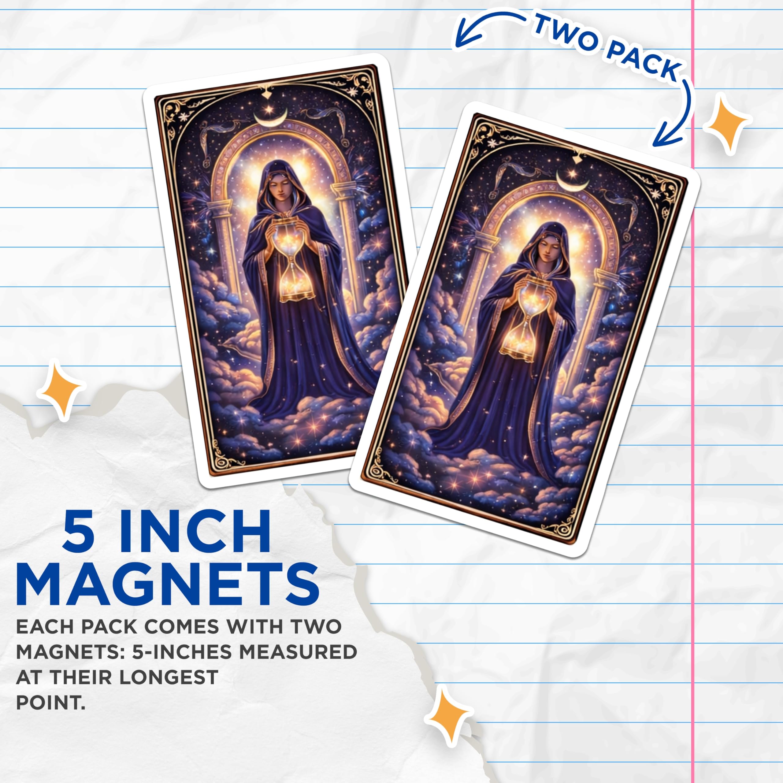 (2 Pack) Hourglass Woman Magnets - Celestial Time Keeper - Wizard Goddess Decorations - 5" On Longest Side - Premium Magnet - for Cars, Refrigerators, Toolboxes, Lockers - Made in USA - MAG14299