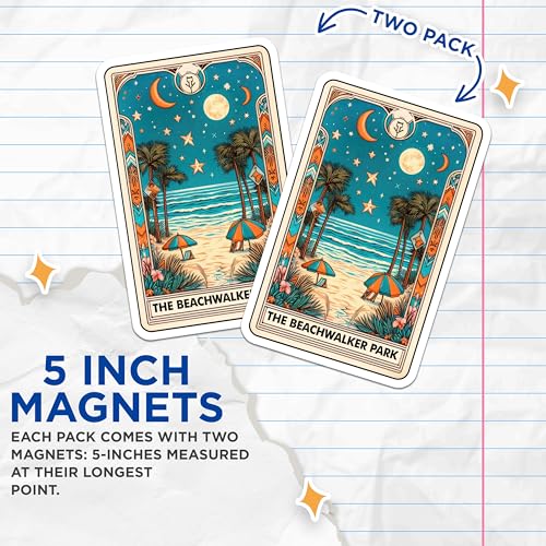 (2 Pack) Coastal Decor Magnet - Seaside Decor - Beach Lover Gift - 5" On Longest Side - Sticks to Smooth Flat Surfaces - Made in USA - MAG10301