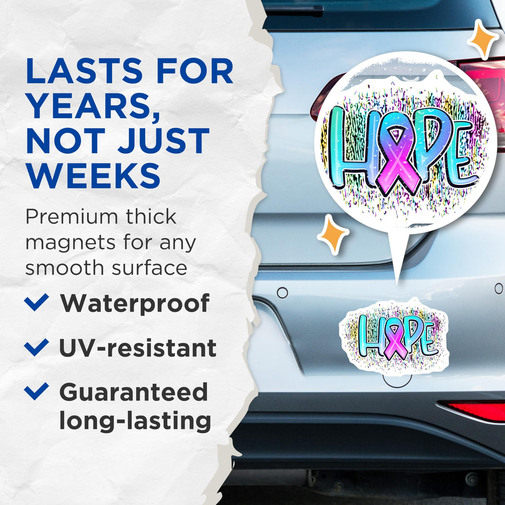 (2 Pack) Hope Ribbon Magnets - Awareness Magnets - Inspirational Saying Magnets - 5" On Longest Side - Premium Magnet - for Cars, Refrigerators, Toolboxes, Lockers - Made in USA - MAG18860