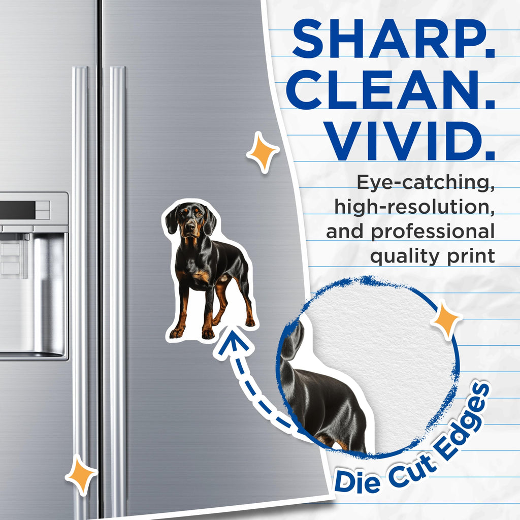 (2 Pack) Doberman Pinscher Magnets - Black Tan Dog Decor - Pet Lover Refrigerator Magnets - 5 Inches On Longest Side - Thick Durable Magnet - Made in USA - MAG27677