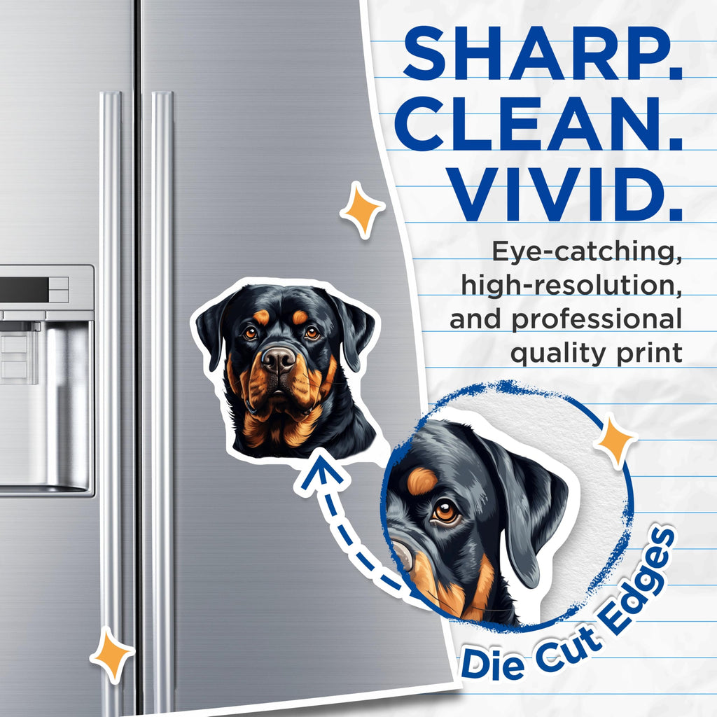 (2 Pack) Rottweiler Dog Magnets - Loyal Dog Breed Art - Pet Owner Refrigerator Decor - 5 Inches On Longest Side - Thick Durable Magnet - Made in USA - MAG27134