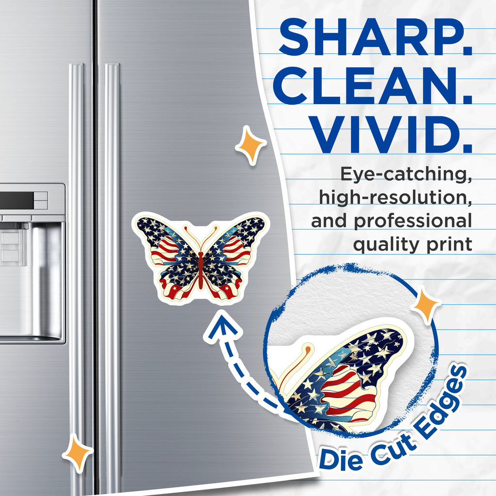 (2 Pack) Patriotic Butterfly Magnets - American Flag Design - Military Jet Art - USA Pride Decor - Veteran Supporter Fridge Magnet - 5" - Durable Magnet - Made in USA - MAG38146