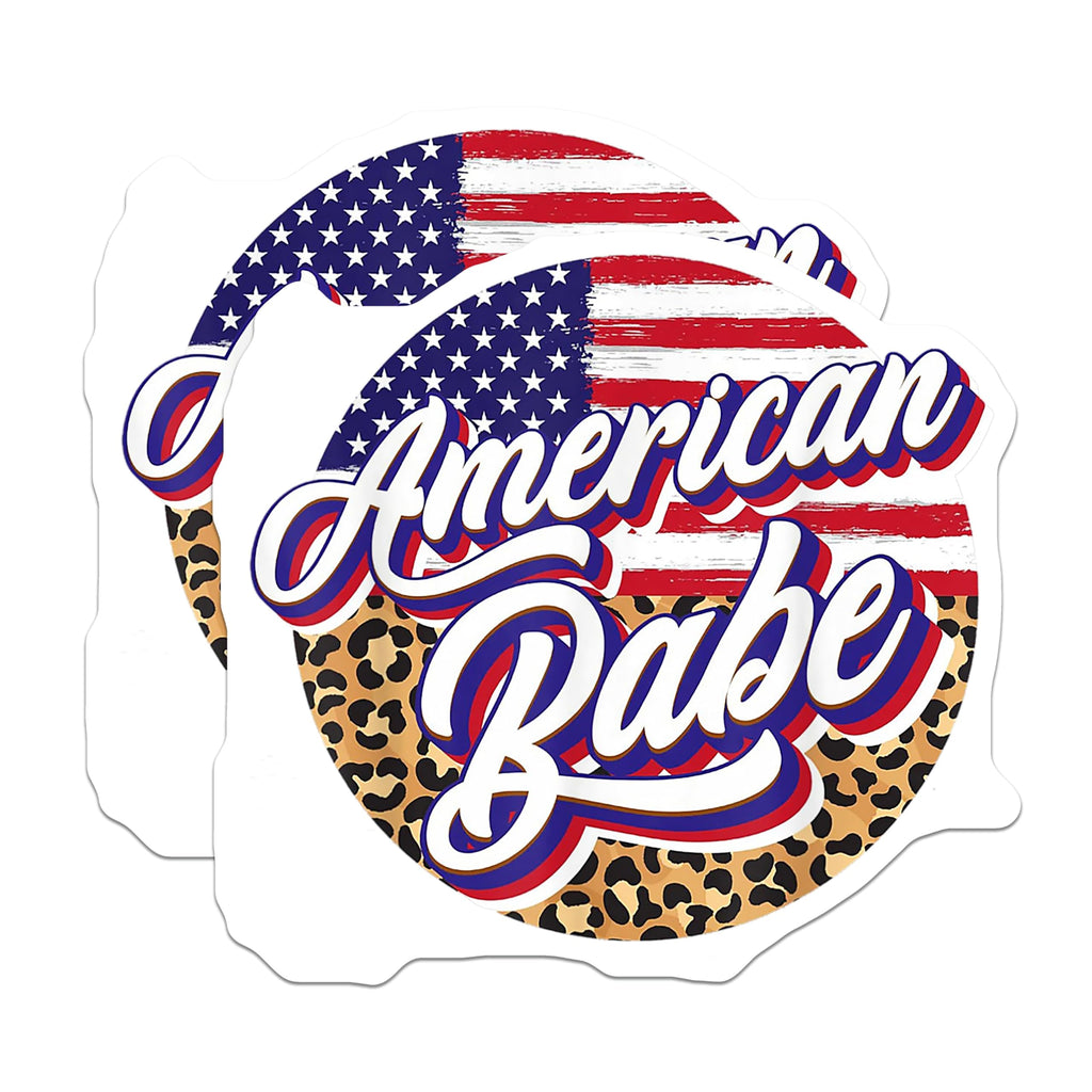 (2 Pack) American Babe Magnets - Patriotic USA Flag Decor - Leopard Print Southern Style - 5 Inches On Longest Side - Thick Durable Magnet - Made in USA - MAG27555