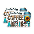 (2 Pack) Fueled by Coffee and Anxiety Magnets - Fun Coffee Lover Decor - Coffee Enthusiast Accessory - 5" On Longest Side - for Cars, Fridges, Toolboxes - Made in USA