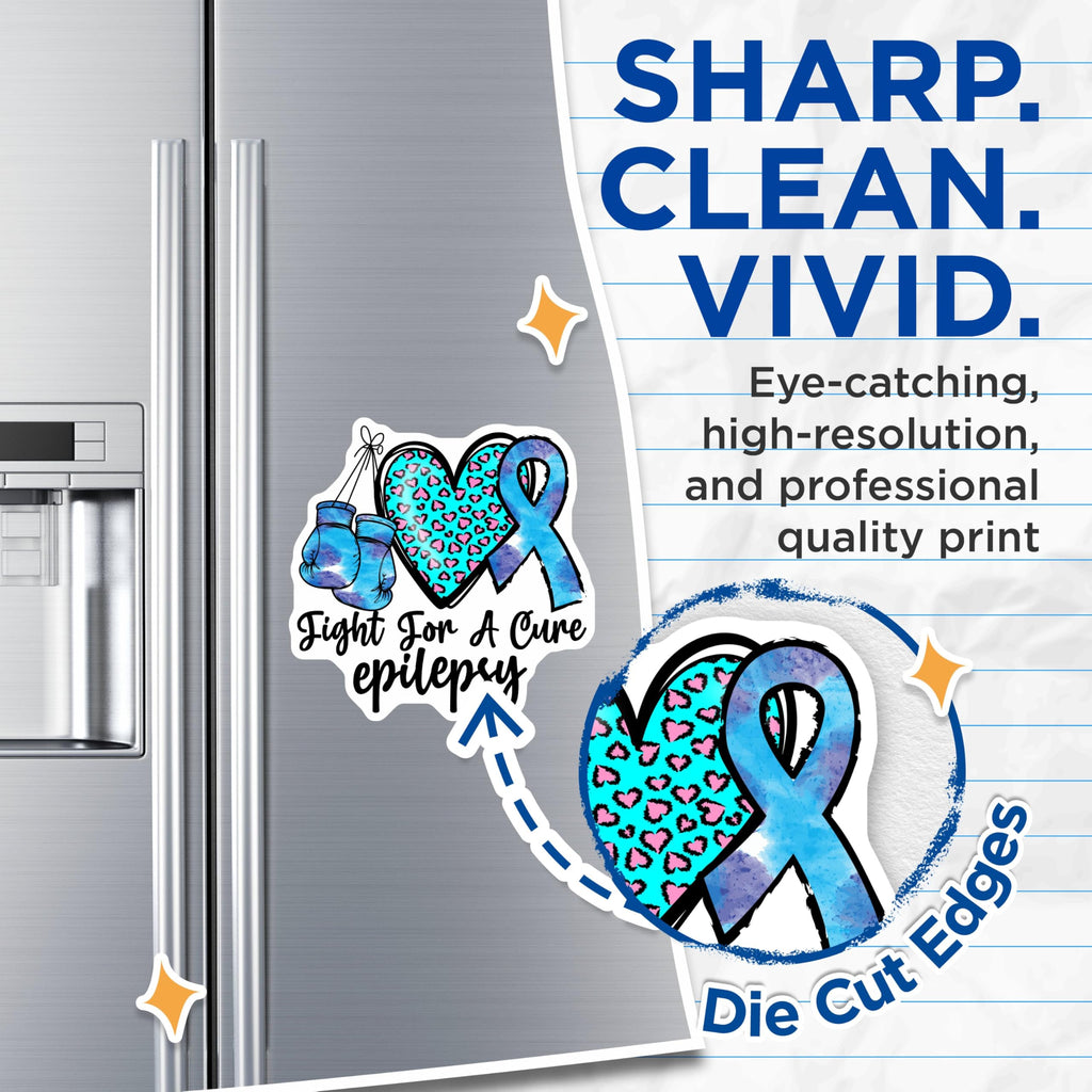 (2 Pack) Fight for A Cure Epilepsy Magnets - Boxing Gloves - Awareness Ribbon Magnets - 5" On Longest Side - for Cars, Fridges, Toolboxes - Made in USA - MAG4292