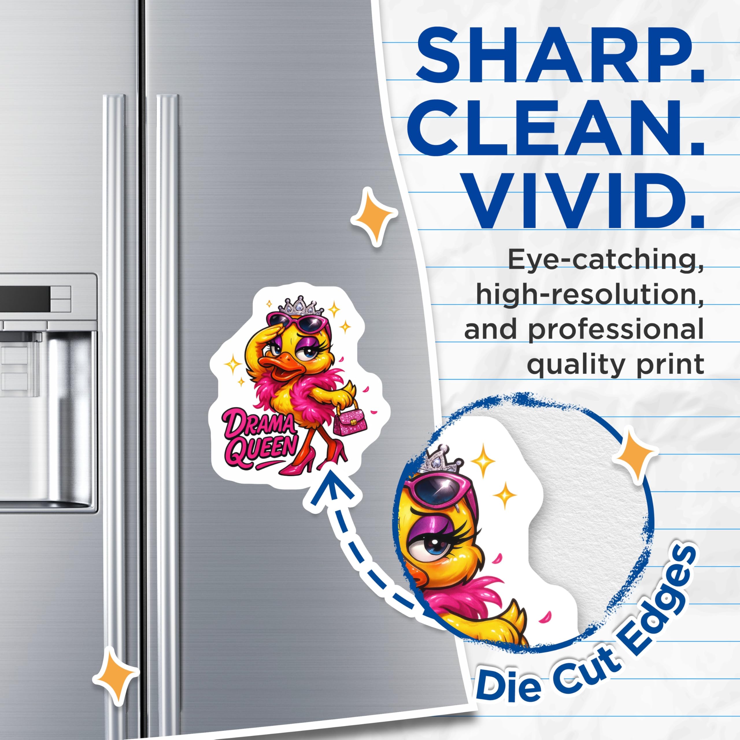 (2 Pack) Drama Queen Duck Magnets - Sassy Animal Decor - Funny Refrigerator Accessories - 5 Inches On Longest Side - Thick Durable Magnet - Made in USA - MAG21179