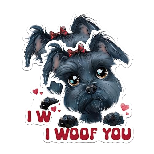 (2 Packs) I Woof You Schnauzer Dog Magnets - Schnauzer Dog Breed Magnets - 5 Inches On Longest Side - Premium Magnet - for Fridges, Toolboxes, Cars - Made in USA - MAG2531