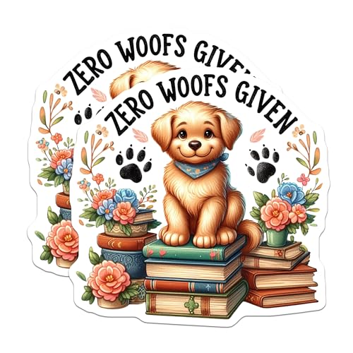 (2 Pack) Zero Woofs Given Stickers - Cute Dog - Funny Dog Lovers - Puppy - 5" On Longest Side - Sticks to Smooth Flat Surfaces - Made in USA - BMCS4578