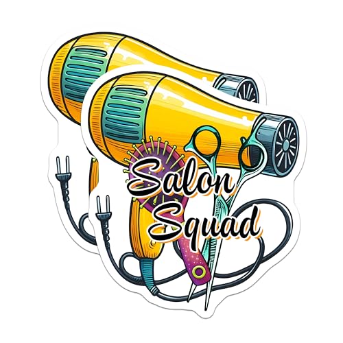 (2 Pack) Salon Squad Magnets - Hairdresser Decor - Hair Salon Accessories - 5" On Longest Side - for Cars, Fridges, Toolboxes - Made in USA - MAG7564
