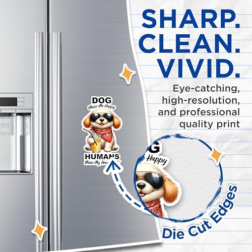 (2 Pack) Dog Make Me Happy Magnets - Funny Pet Lover Magnets - Cute Dog Humorous Magnets- 5" On Longest Side - for Fridges, Toolboxes, Cars - Made in USA - MAG2925