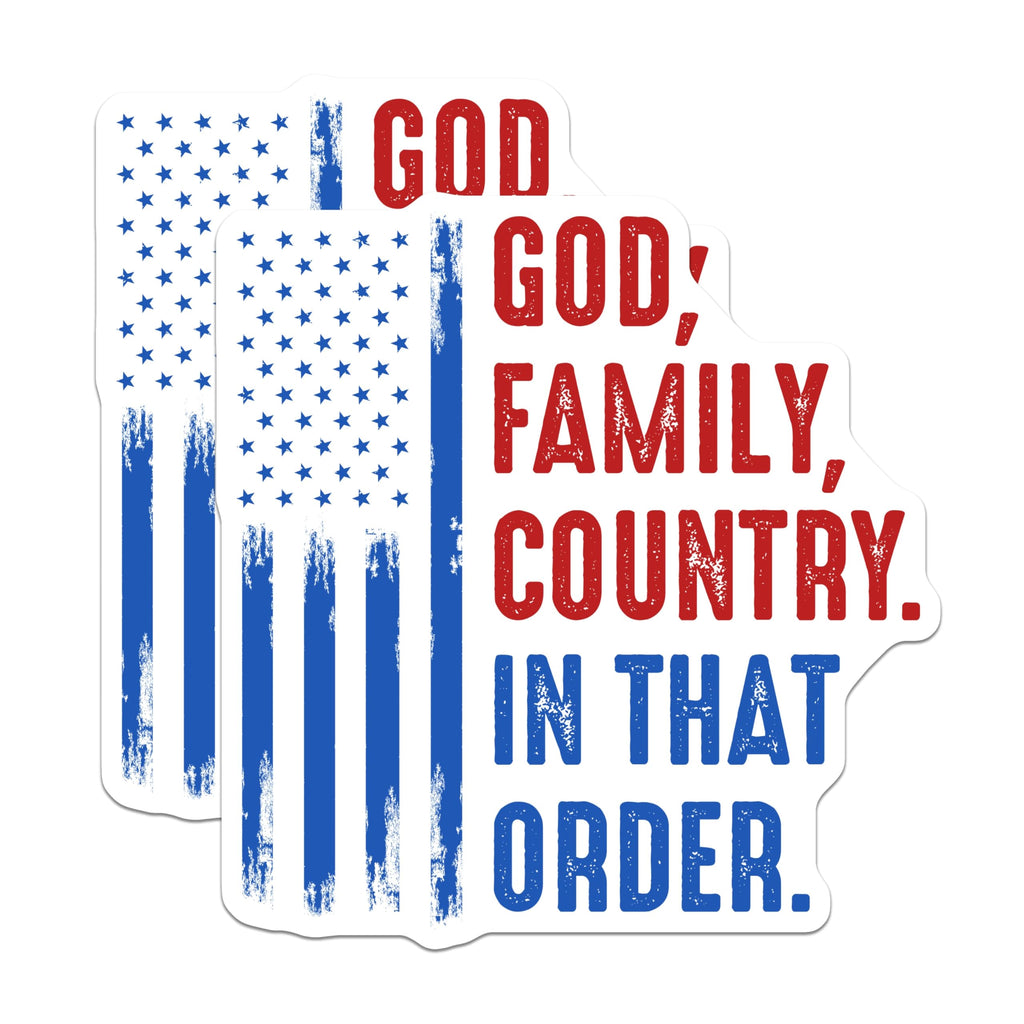 (2 Pack) God Family Country Magnets - Patriotic American Flag - Conservative Values Statement - 5 Inches On Longest Side - Thick Durable Magnet - Made in USA - MAG30143