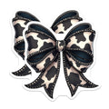 (2 Pack) Cow Print Bow Magnets - Western Farmhouse Decor - Studded Country Chic Refrigerator Magnets - 5 Inches On Longest Side - Thick Durable Magnet - Made in USA - MAG38729