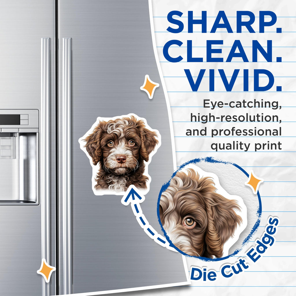 (2 Pack) Brown Doodle Puppy Magnets - Adorable Dog Art Decor - Animal Lover Home Accessories - 5 Inches On Longest Side - Thick Durable Magnet - Made in USA - MAG24126