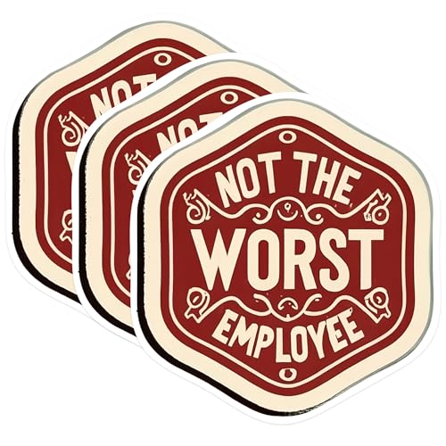 (3 Pack) Not The Worst Employee Decals - Funny Employee - Sarcastic Decal - 3 Inches On Longest Side - Easy Peel & Apply - Made in USA - 3MCS0552