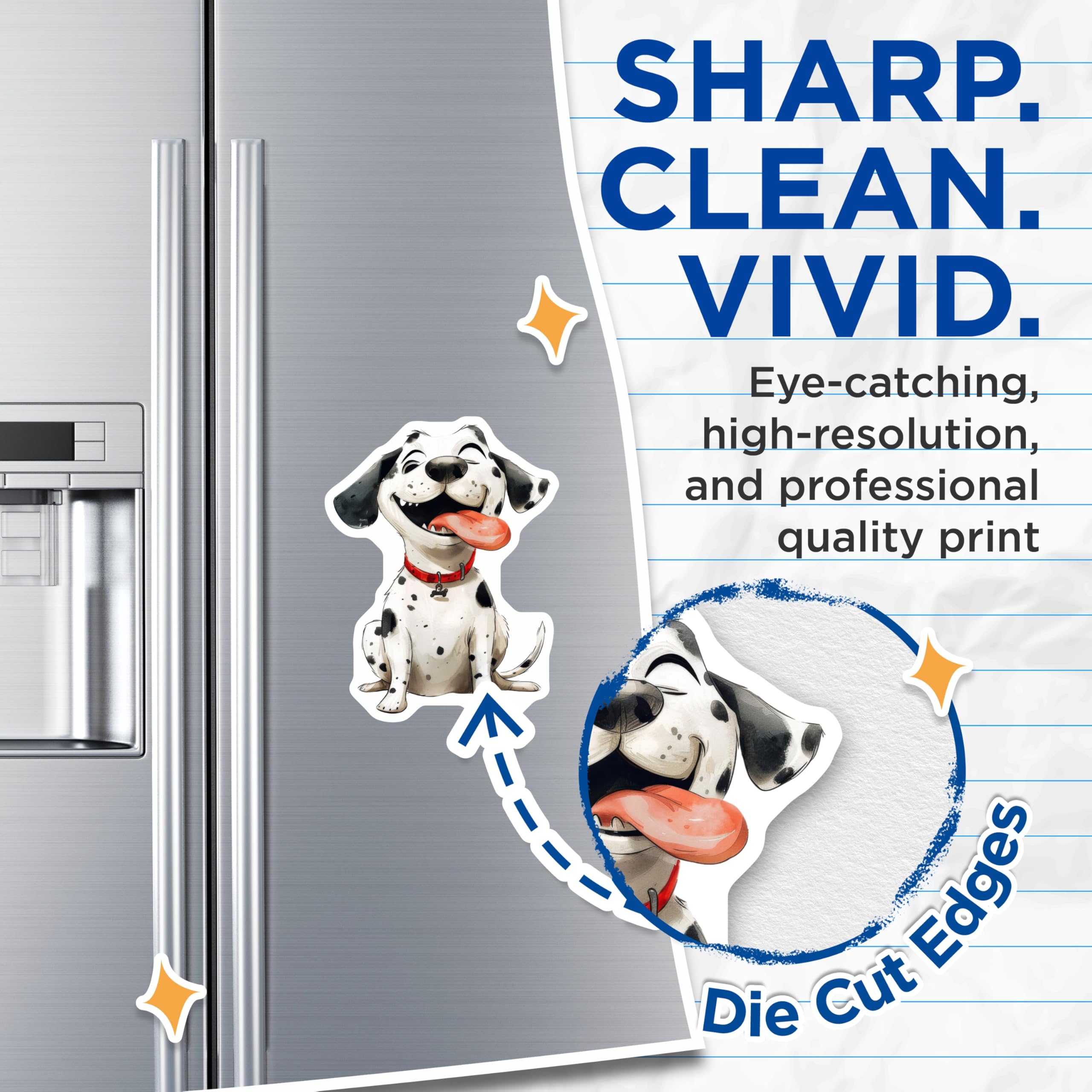 (2 Pack) Happy Dog Magnets - Cute Puppy Fridge Decor - Pet Lover Animal Art - 5 Inches On Longest Side - Thick Durable Magnet - Made in USA - MAG26200