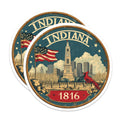 (2 Pack) Indiana State Magnets - Indianapolis Skyline - Cardinal Bird Souvenir - 5" On Longest Side - Premium Magnet - for Cars, Refrigerators, Toolboxes, Lockers - Made in USA - MAG16138