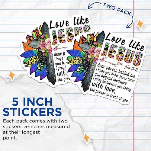 (2 Pack) Love Like Jesus Stickers - Inspirational Stickers - Religious Quotes Decal - Christian Faith - Faith-Based - 5" On Longest Side - Sticks to Smooth Flat Surfaces - Made in USA - BMCS5644