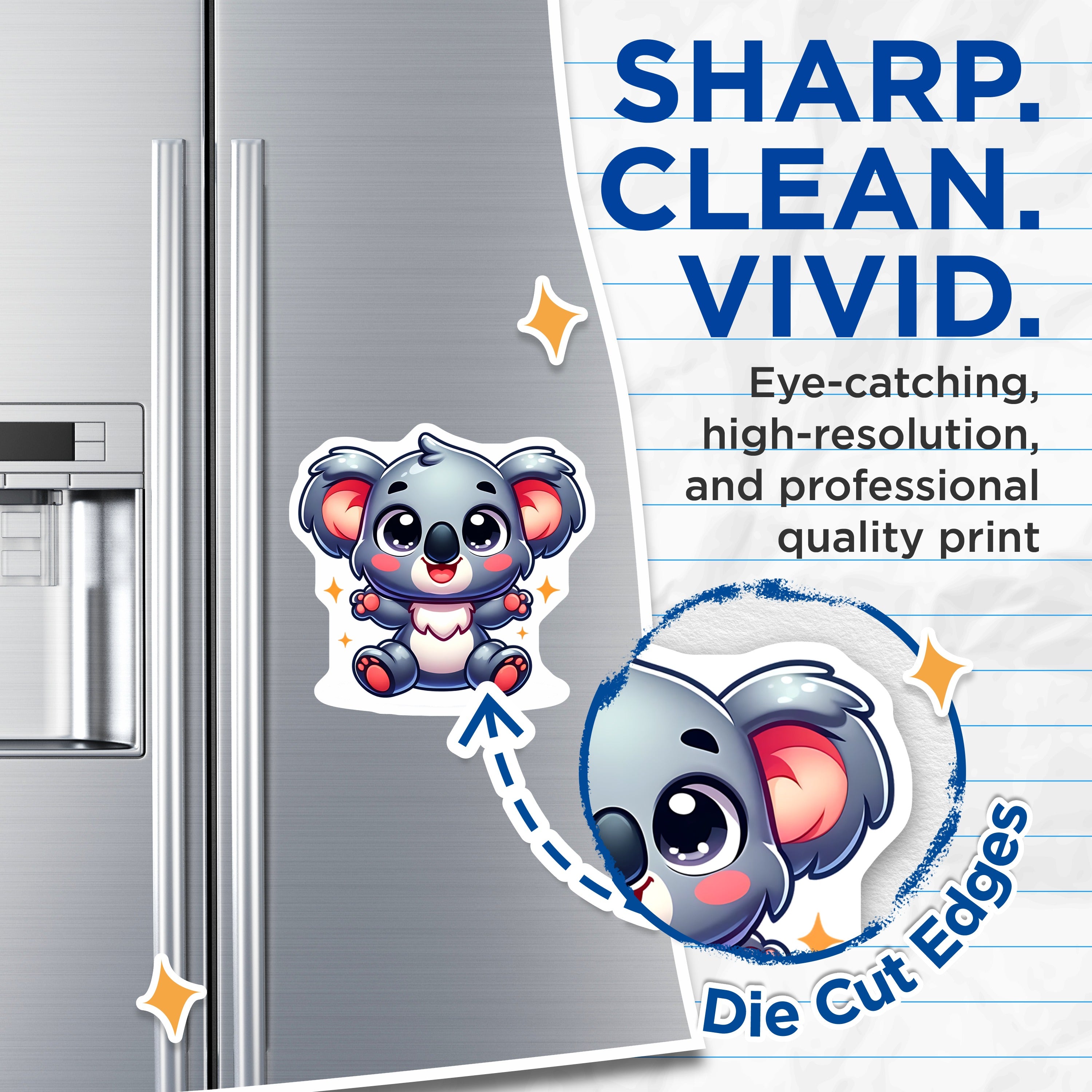 (2 Pack) Adorable Koala Bear Magnets - Kawaii Animal Decor - Cute Refrigerator Locker Accent - Nursery Fridge Magnet Set - 5 Inches On Longest Side - Thick Durable Magnet - Made in USA - MAG37087