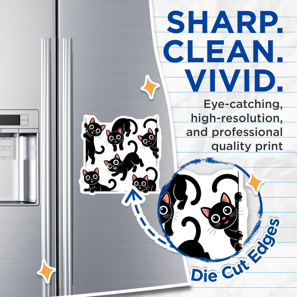 (2 Pack) Black Cat Magnets - Playful Kitten Refrigerator Decor - Adorable Feline Pet Lover Home Accents - Cute Cat Decor - 5 Inches On Longest Side - Thick Durable Magnet - Made in USA - MAG21220