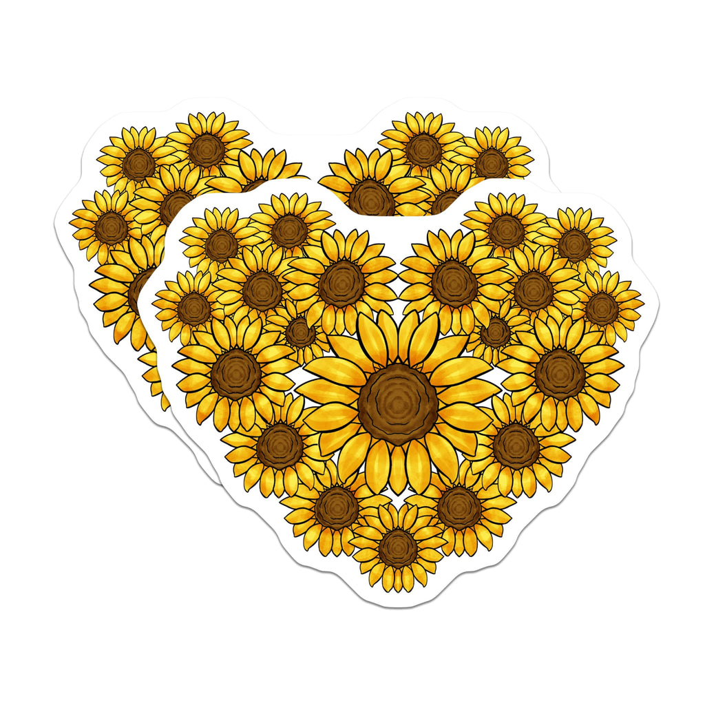 (2 Pack) Sunflower Heart Magnets - Floral Art Design - Kitchen Office Decor - 5" On Longest Side - Premium Magnet - for Cars, Refrigerators, Toolboxes, Lockers - Made in USA - MAG17981