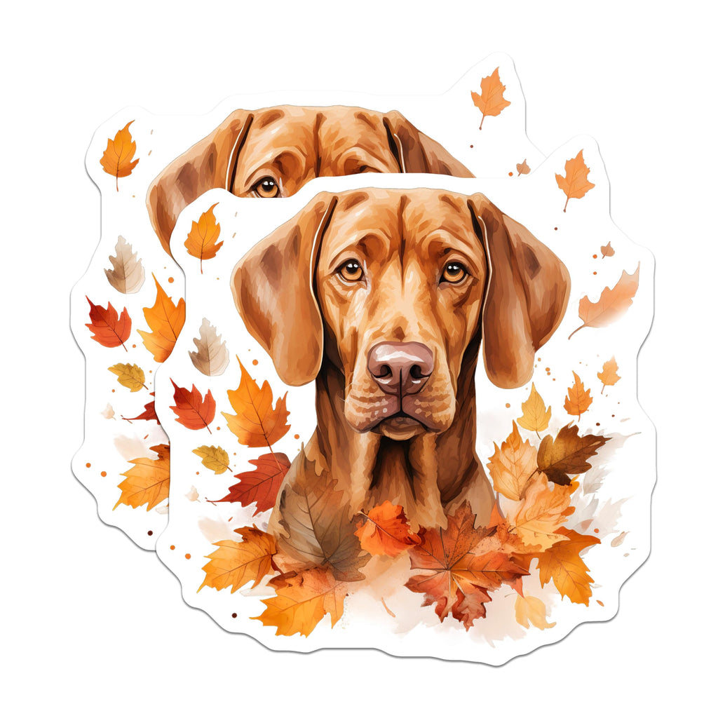 (2 Pack) Vizsla Dog Magnets - Autumn Leaves Decor - Fall Pet Lover Kitchen Fridge - 5 Inches On Longest Side - Thick Durable Magnet - Made in USA - MAG27703