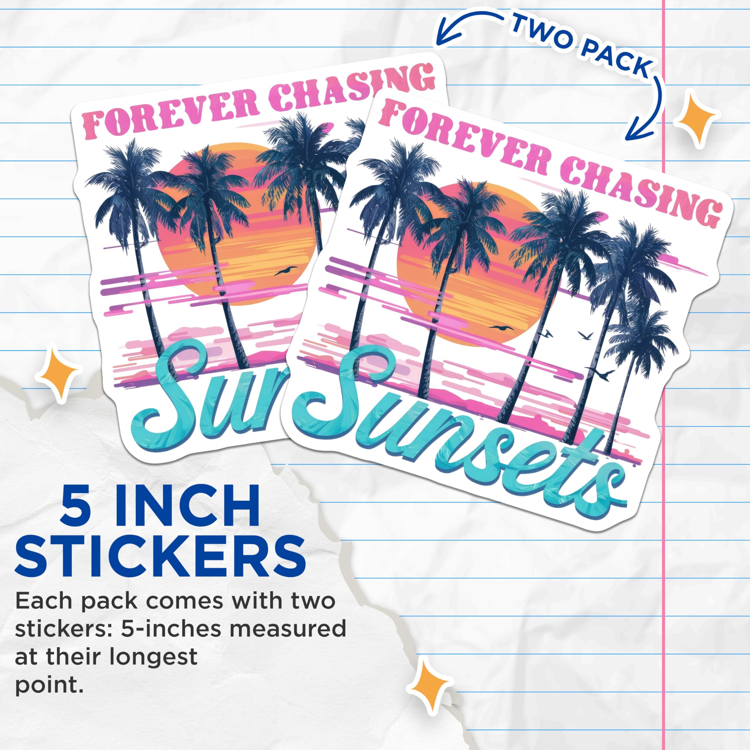 (2 Pack) Motivational Quote Stickers - Tropical Sunset - 5" On Longest Side - Sticks to Smooth Flat Surfaces - Made in USA - BMCS8777 - BMCS8777