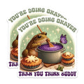 (2 Pack) Encouraging Frog Stickers - Animal Cooking - Inspirational Quotes - 5" On Longest Side - Sticks to Smooth Flat Surfaces - Made in USA - BMCS5948