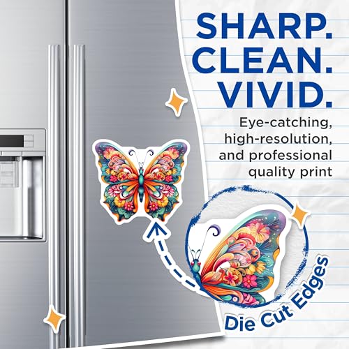 (2 Pack) Butterfly Magnets - Floral Magnet - Colorful Refrigerator - Butterfly Kitchen - Butterfly Art Magnets - 5" On Longest Side - for Cars, Fridges, Toolboxes - Made in USA - MAG3793